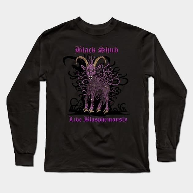 Black Shub Long Sleeve T-Shirt by azhmodai